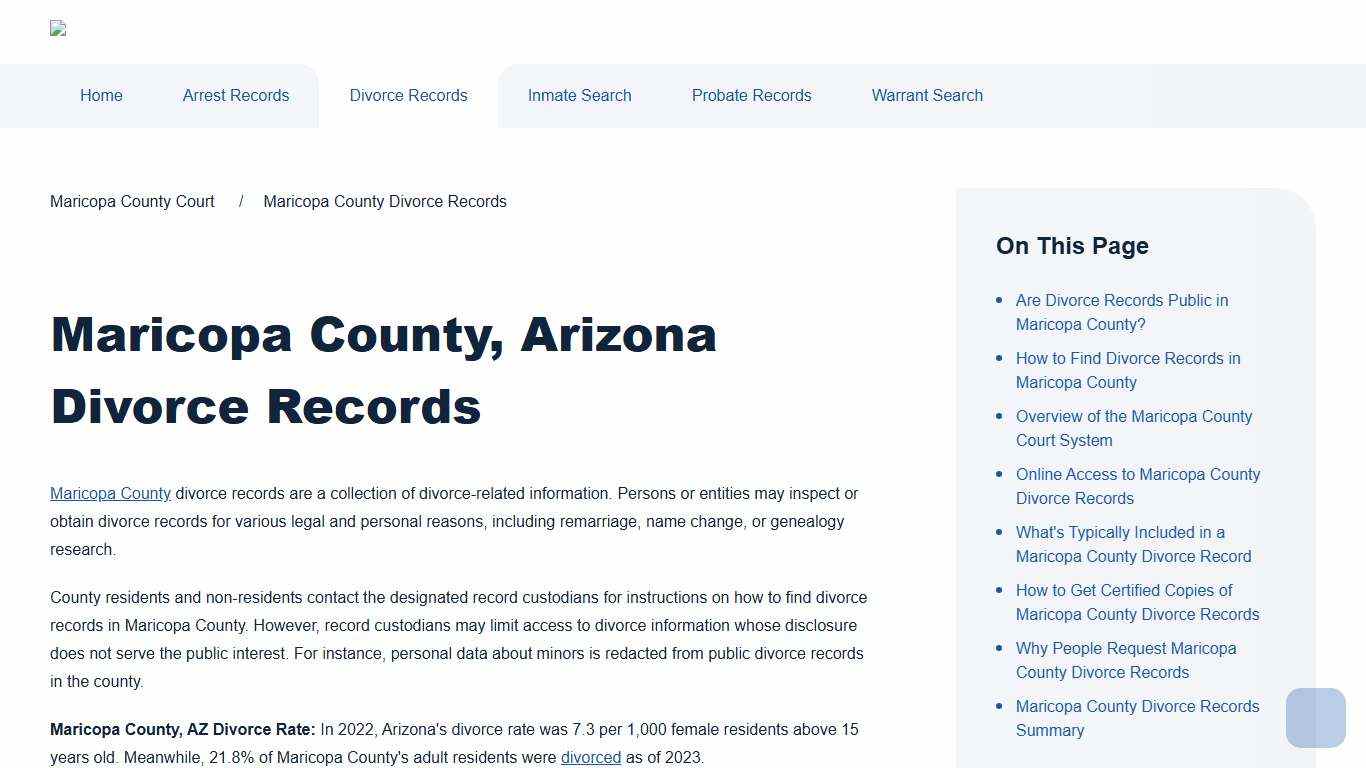 Maricopa County Divorce Records Search | Maricopa County Court